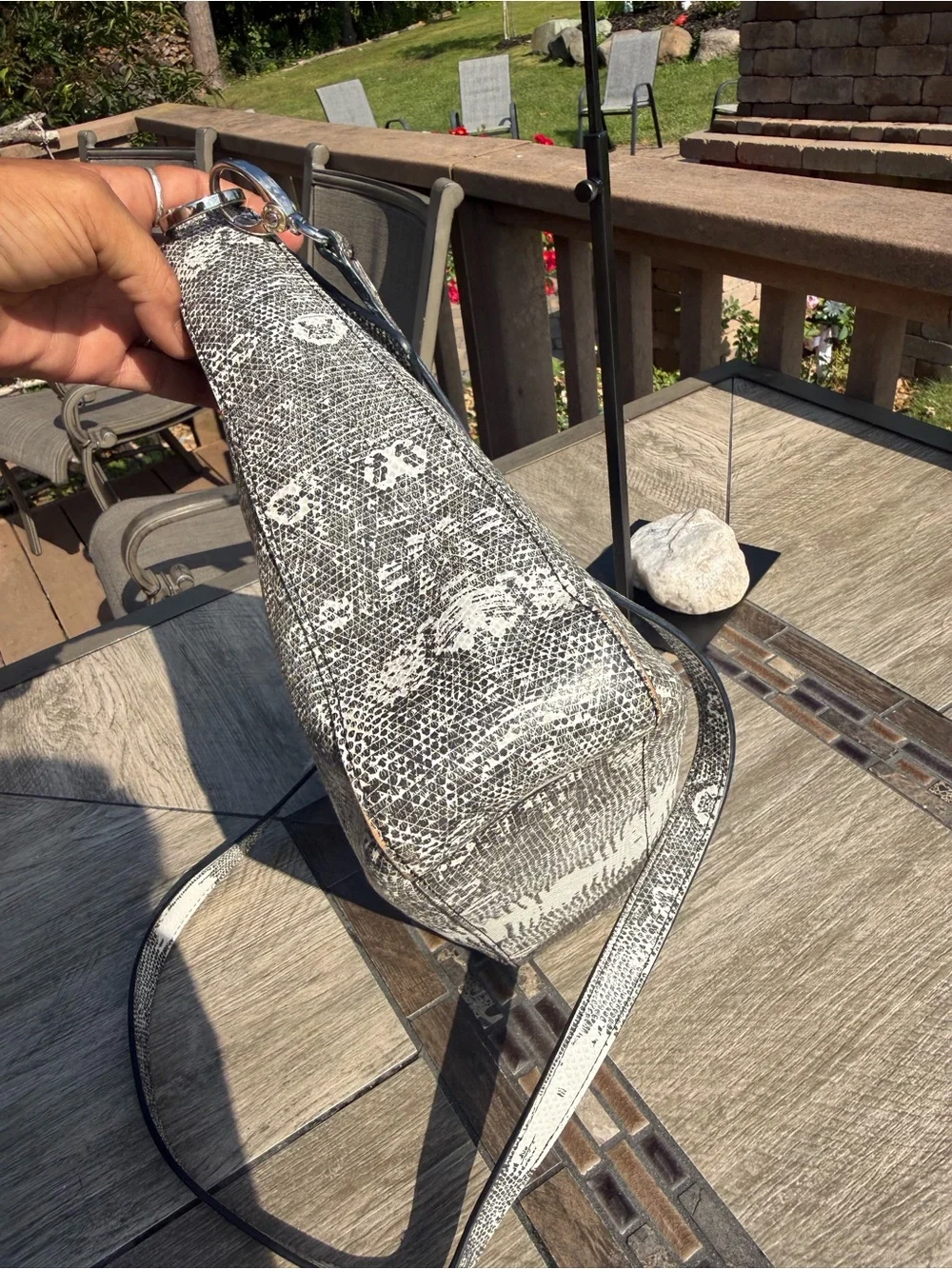 EUC Henri Bendel Faux Snakeskin Convertible Crossbody Bag